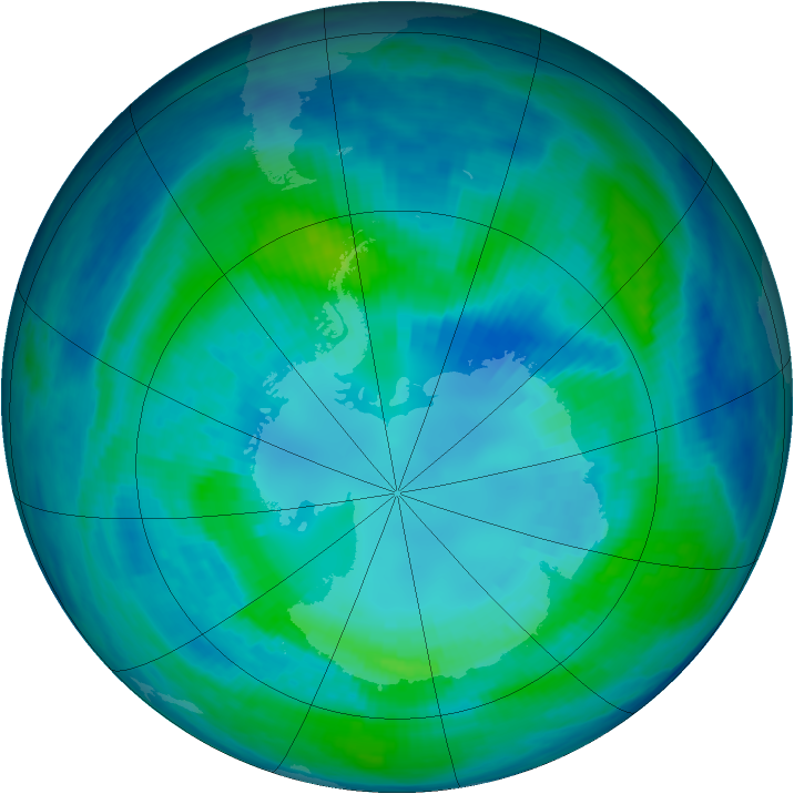 Antarctic ozone map for 13 April 1999